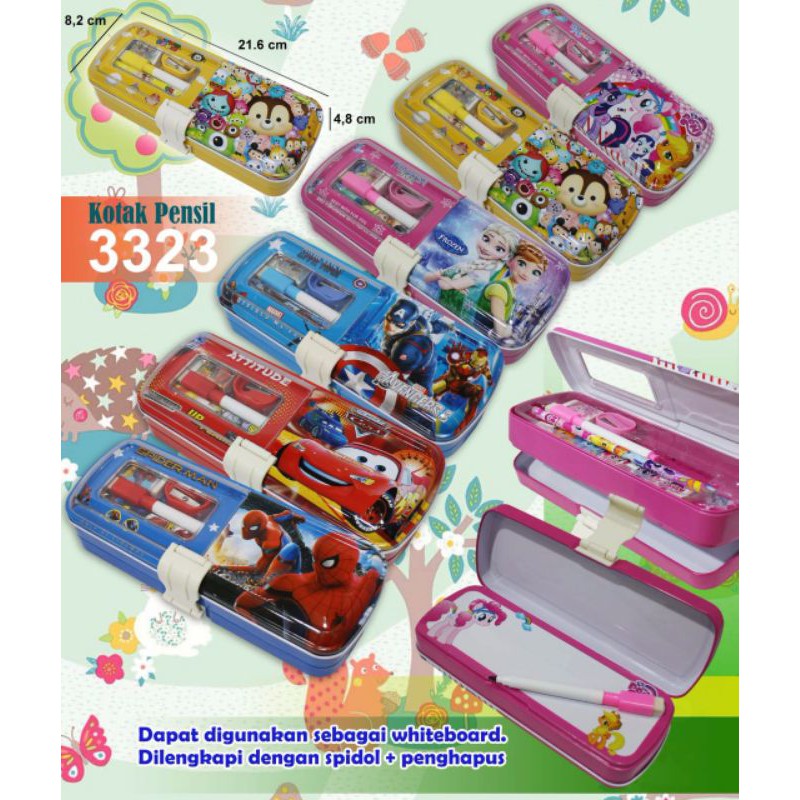 

Kotak Pensil/ Tempat Pensil Kaleng Set 2 Tingkat 3323 Tebal