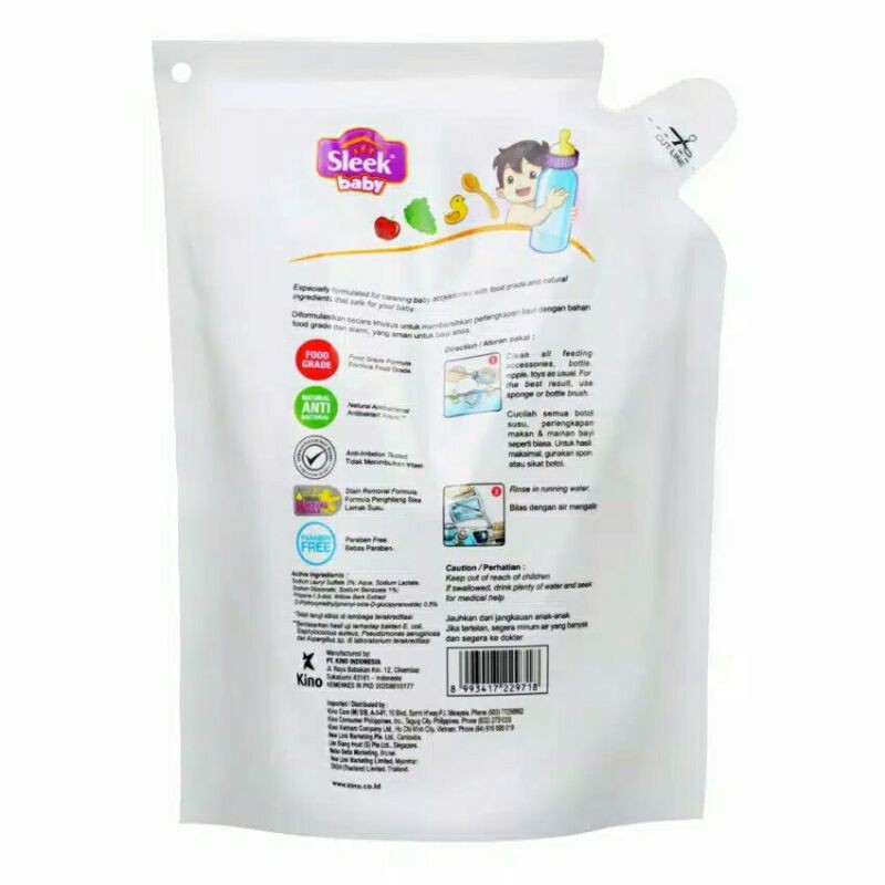 Sleek Baby Bottle Nipple Cleanser 450 ml / Detergen 450ml - sabun Cuci botol bayi 150 Refill 450 soap 250 Travel 100