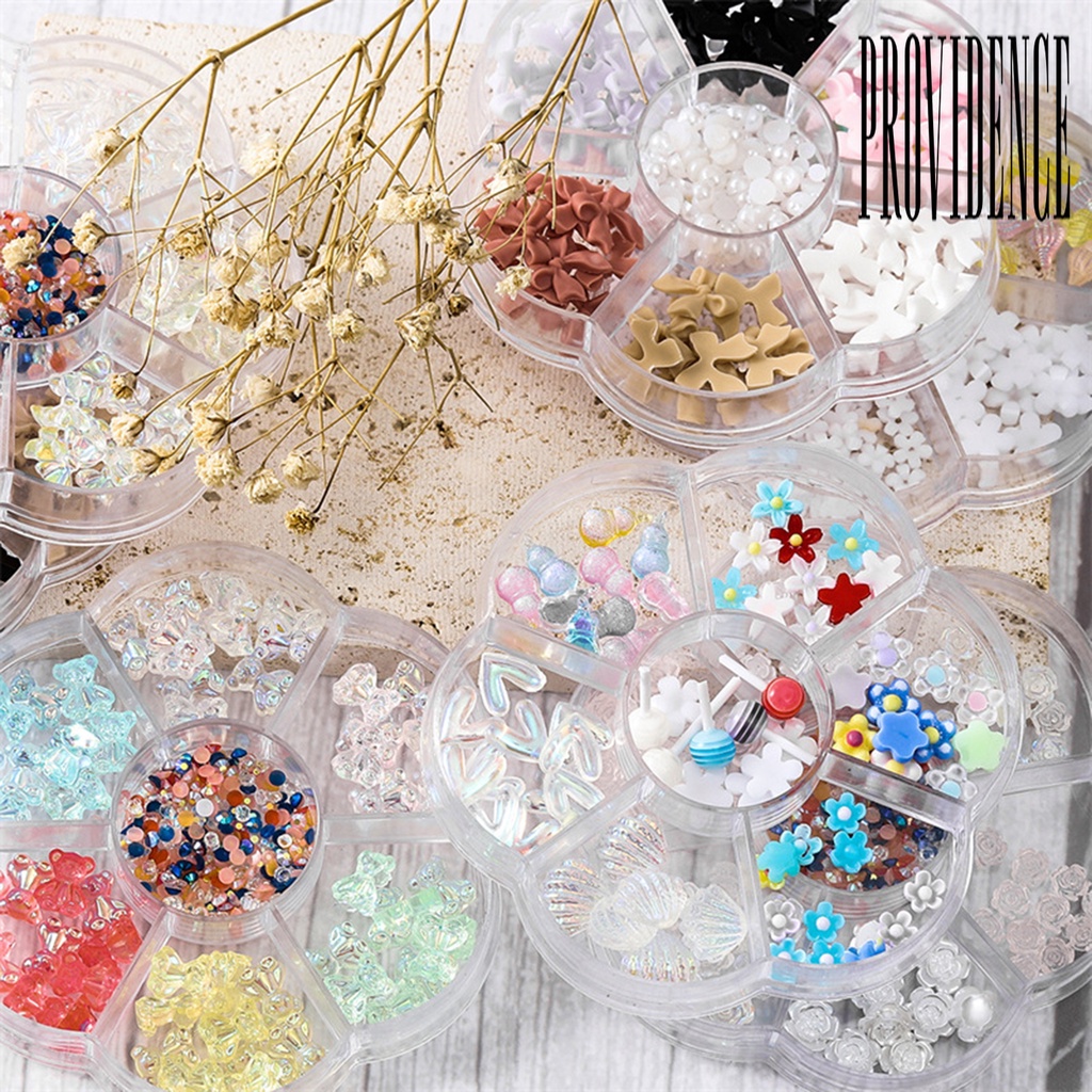 1 Kotak Ornamen 3D Bentuk Kartun Beruang Ikatan Simpul Bahan Resin Untuk Nail Art