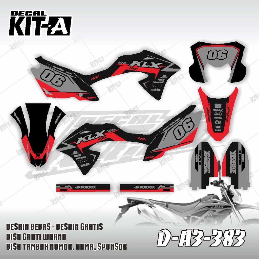 Decal kawasaki KLX 150 BF MOTIF RACING EXTREME KLX BF HITAM MERAH