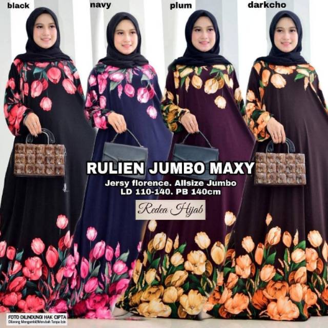 Rulien Jumbo Maxy, Maxy murah, maxy jumbo, gamis jumbo, gamis lebaran, gamis kekinian,fashion