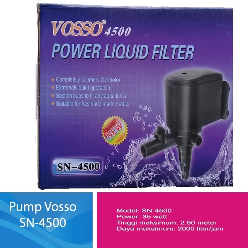 Mesin Pompa Air Celup Power Head Vosso SN4500 SN 4500 35 Watt Aquarium Aquascape