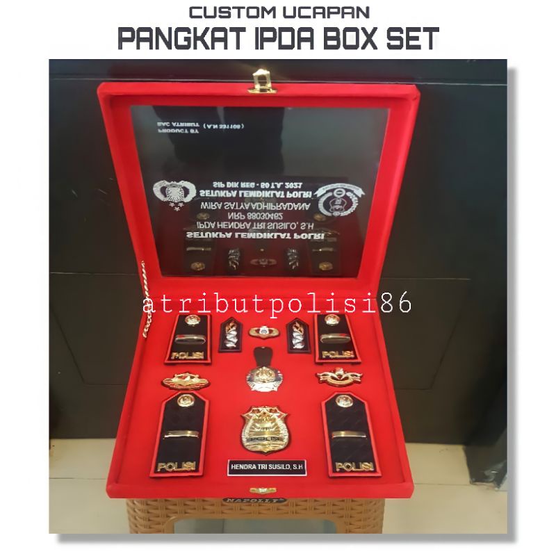 Pangkat Ipda Box Set - Pangkat Ipda Polri - Pangkat Ipda Set Custom Ucapan Untuk Hadiah