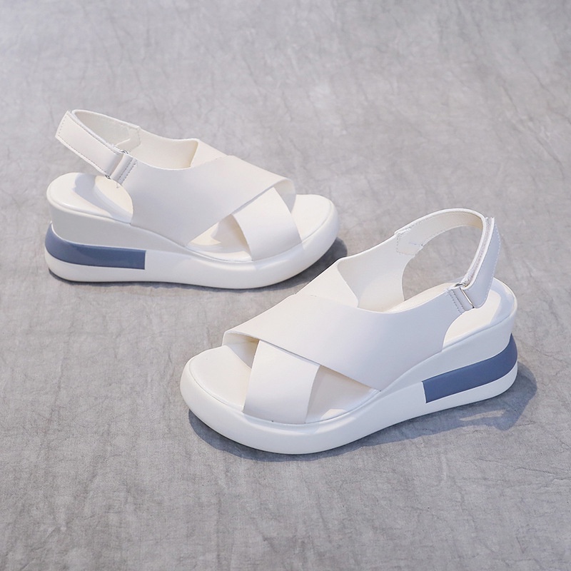 TBIG Size 35 - 42 Sandal Tali Slip On PARVEEN Wanita Import Korea Style Santai Wanita Sandal Wedges