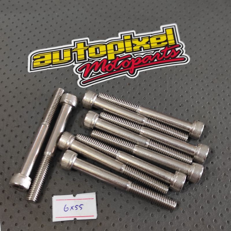 Baut L stainless 6x55 ukuran baut drat 10 panjang 5.5cm