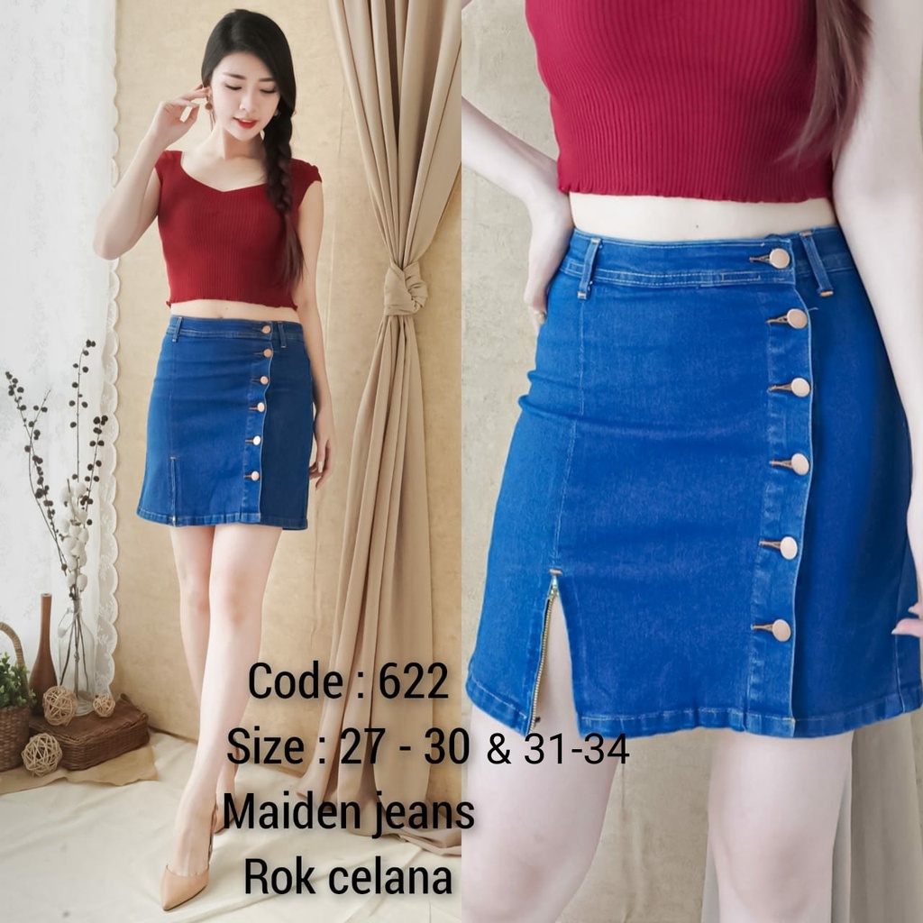 Rok Celana Jeans Model Kancing Jumbo-SoftJeans Streetch