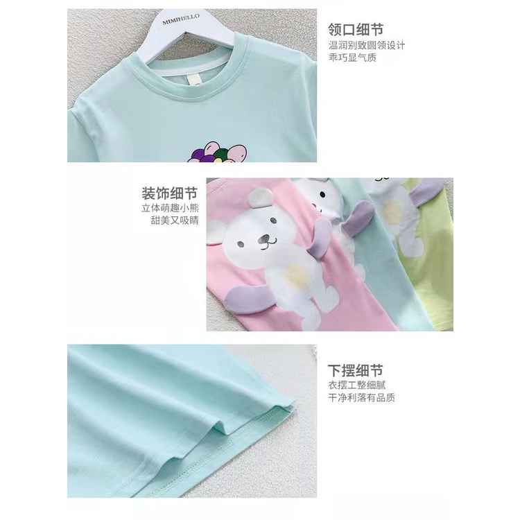 [PRINCESS KESLI]Gaun anak perempuan/Baju anak perempuan/rok bayi/Kaos dress anak moktif beruang cute import