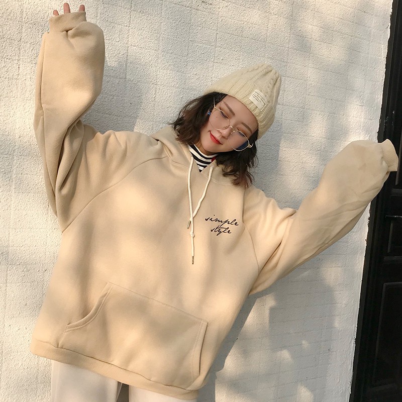 HOODIE WANITA PRIA CASUAL SIMPLE STYLE FLEECE TEBAL KEREN TERBARU'