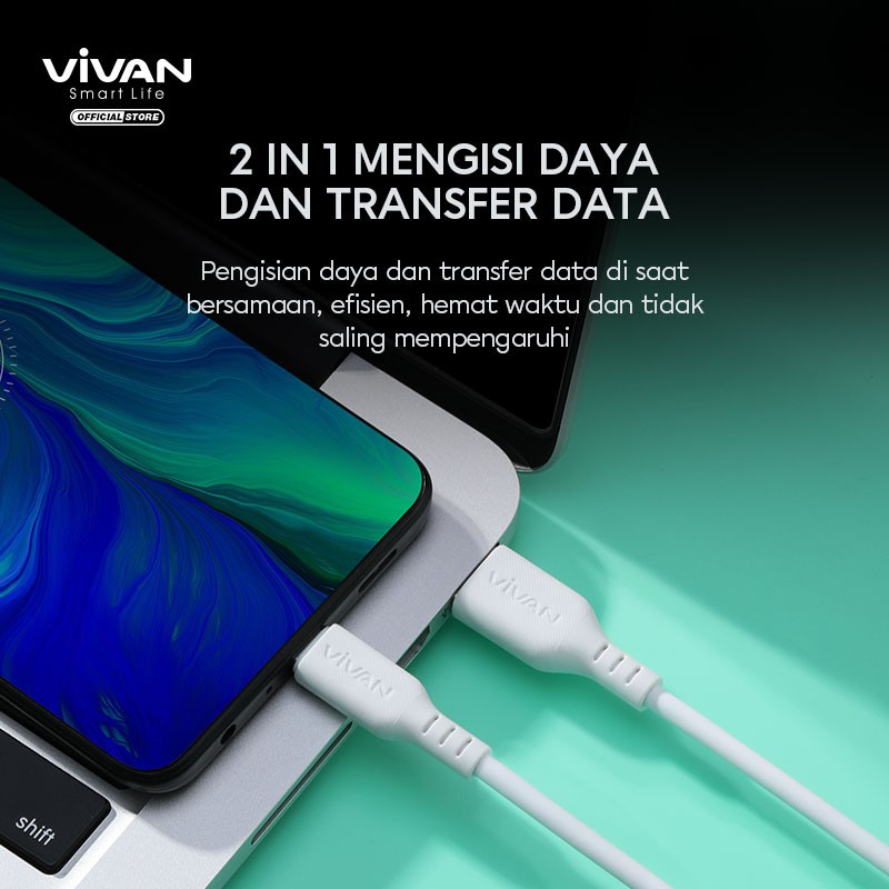 VIVAN Kabel Data Type C 3A Silicone Full SR Coverage Quick Charge Garansi 1 Tahun VSC100