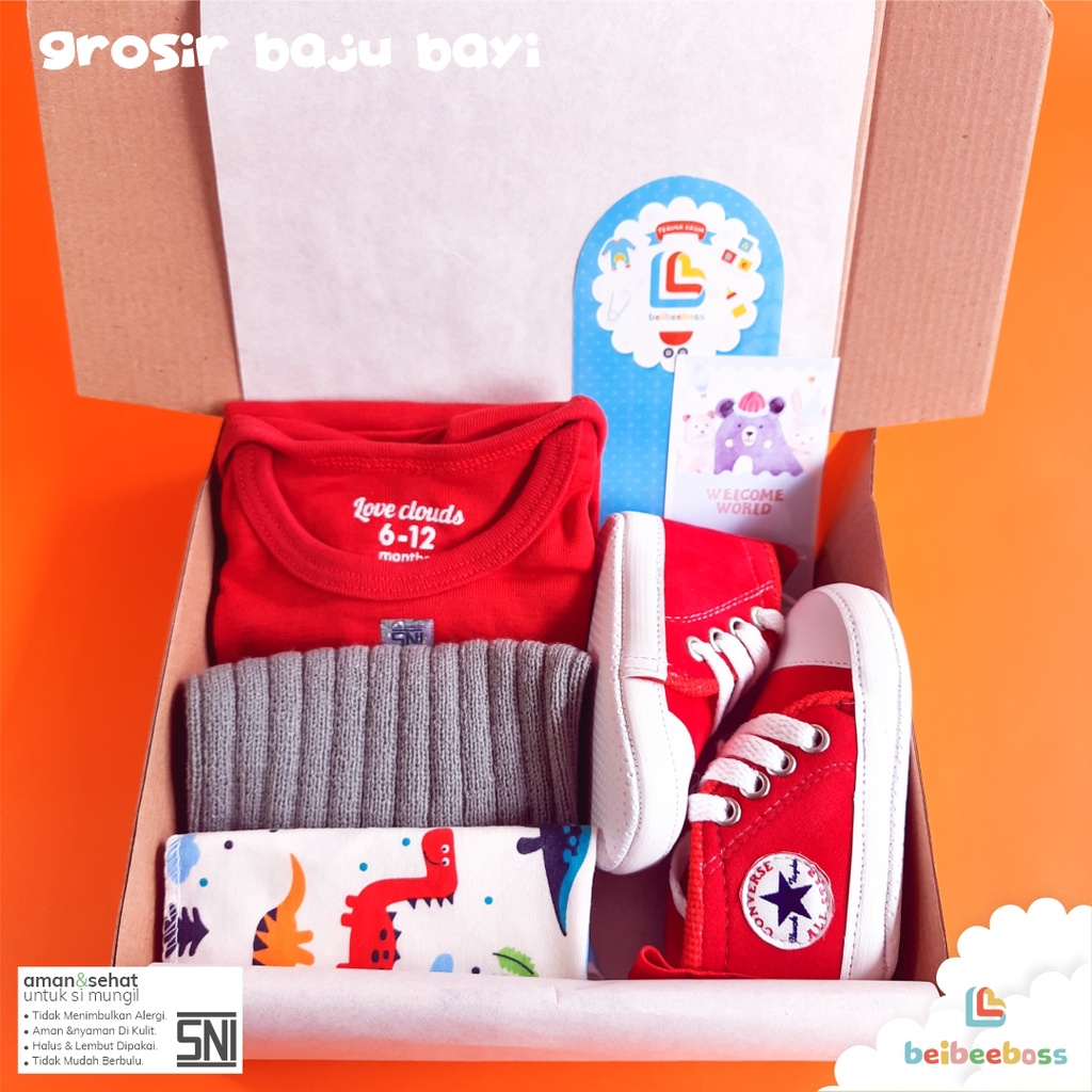 HAMPERS KADO BAYI LAKI LAKI DAN PEREMPUAN BABY GIFT-paket moon merah