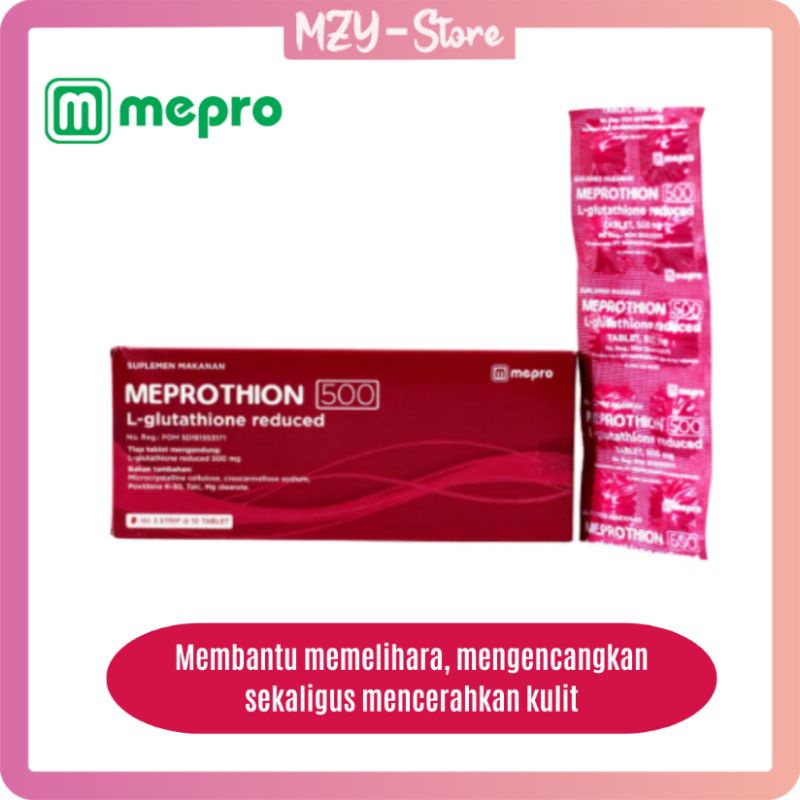 Meprothion L-Glutathion 500 Mg Tablet Suplemen Makanan Membantu Mencerahkan Kulit Suplemen Pemutih dan Kulit Glowing