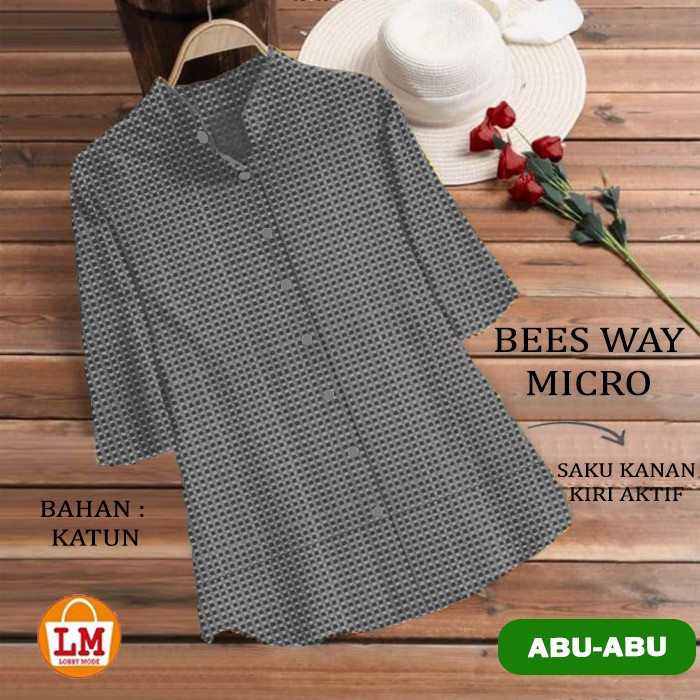 TERMURAH TERLARIS [ COD &amp; Gratis Ongkir ] Baju Atasan Blouse Wanita JUMBO TUNIK BEES WAY MICRO Motif Kotak LMS 24344 24347 24350