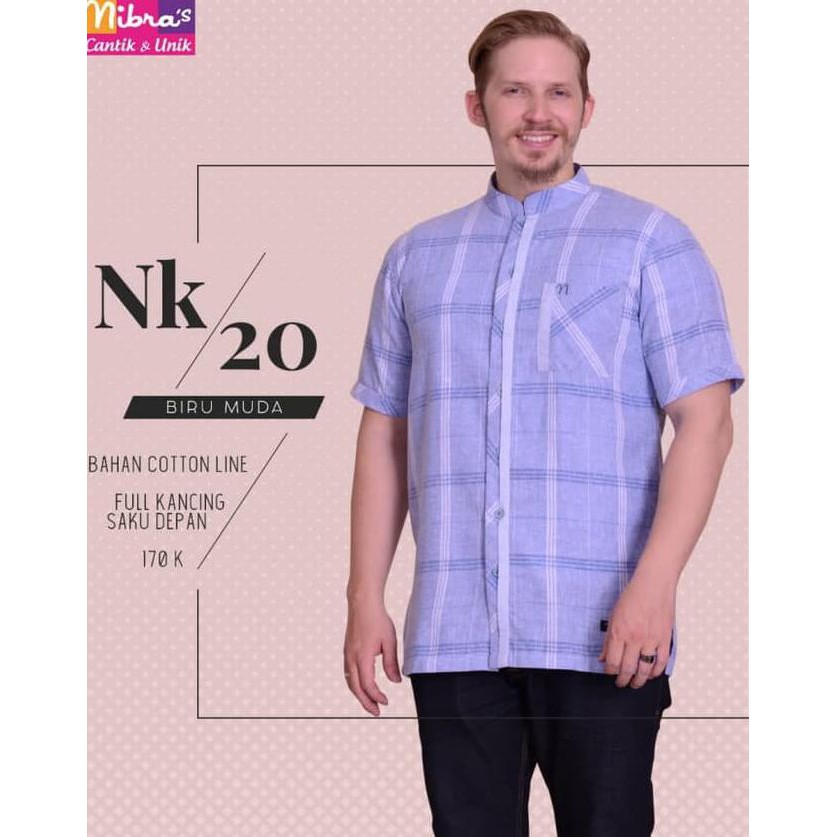 PRODUK BARU KOKO PREMIUM DEWASA NIBRAS NK 20, KOKO PRIA, ATASAN KOKO MUSLIM - BIRU MUDA, XS BAJU