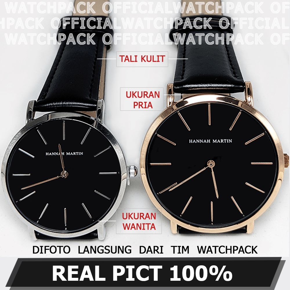 Jam Tangan Hannah Martin Pria Wanita Couple Kulit Original Tipis Luxury Tahan Air