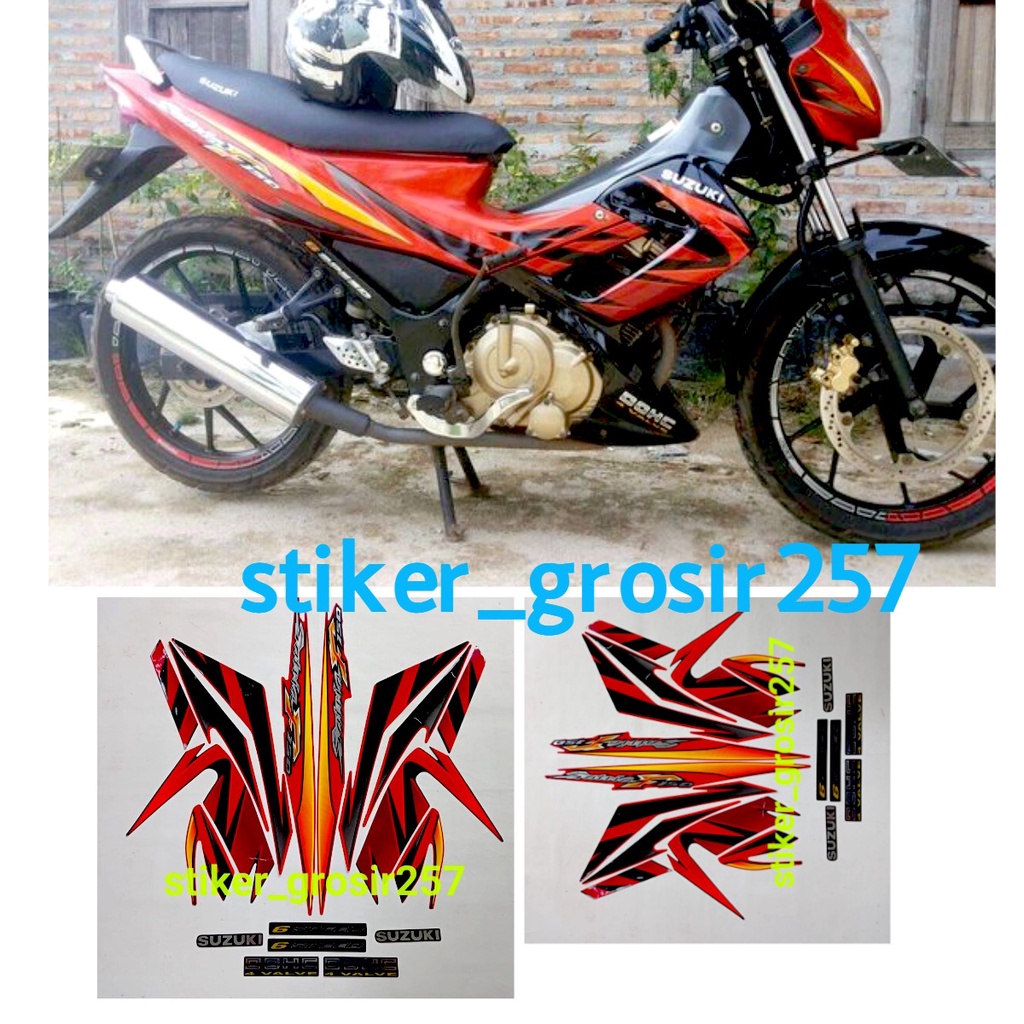 STICKER STRIPING LES LIS BODY MOTOR SATRIA FU 2008 2009 MERAH HITAM