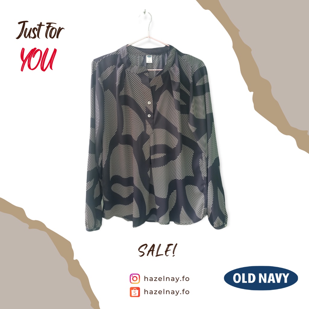 Baju Atasan Kemeja Blouse Lengan Panjang Wanita Old Navy Original