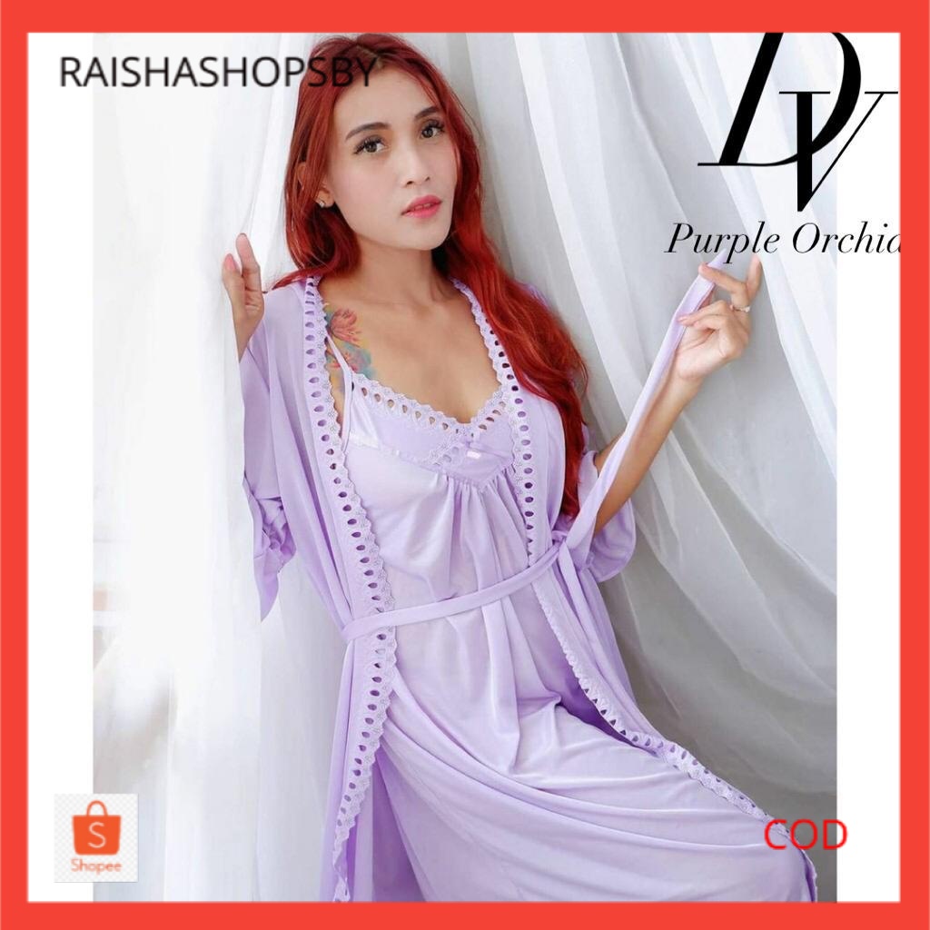Kimono Tidur DnV  FREE Daster Transparan Murah (Purple Orchid) Super Nyaman, Cantik dan Sexy Bangets