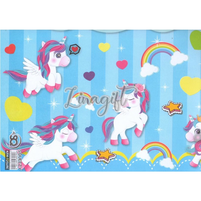 ( 5 Lembar ) KERTAS KADO SQ DOFF - GIFT WRAPPING PAPER UNICORN PINK UNICORN BIRU UNICORN RAINBOW