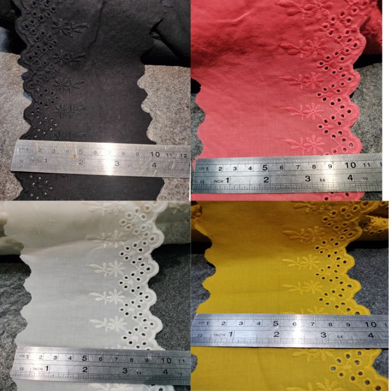renda katun Jepang lebar 10cm varian warna harga per.50cm