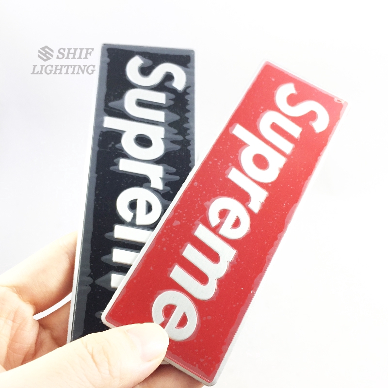 1Pc Stiker Emblem / Badge Motif Logo Supreme Bahan Aluminium untuk Dekorasi Mobil