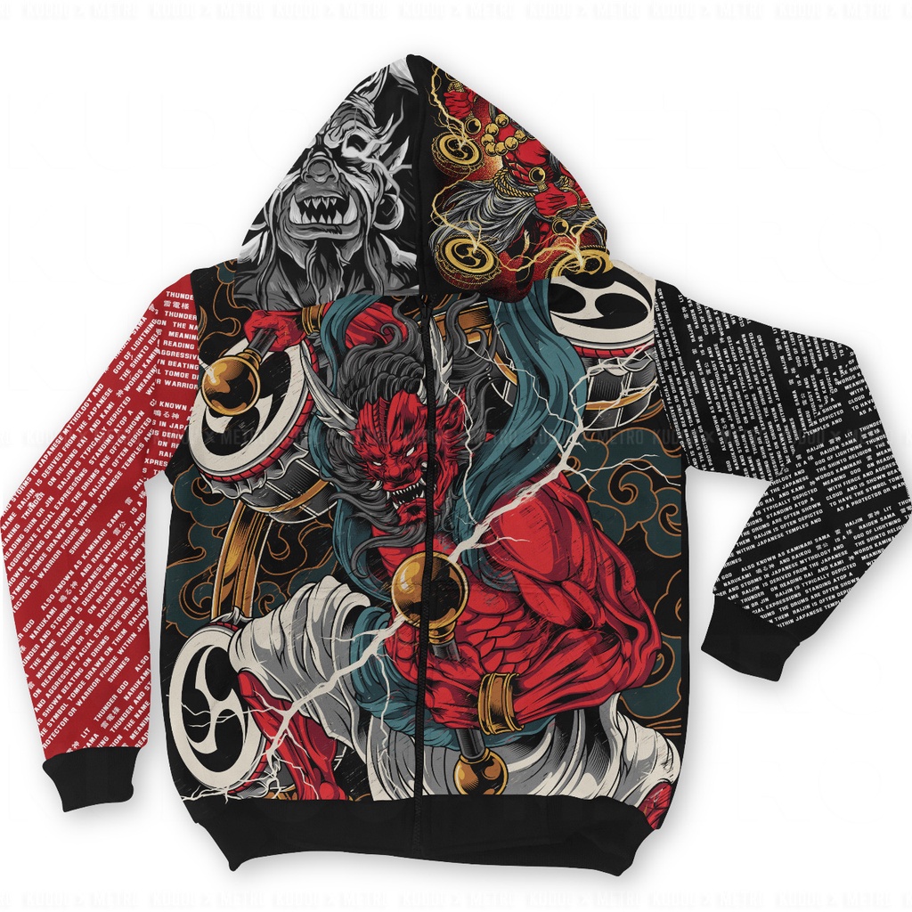 Jaket Adidaspoly Raijin Japanese Myth God Of Thunder Lightning and Storms Fullprint Anime Manga Premium