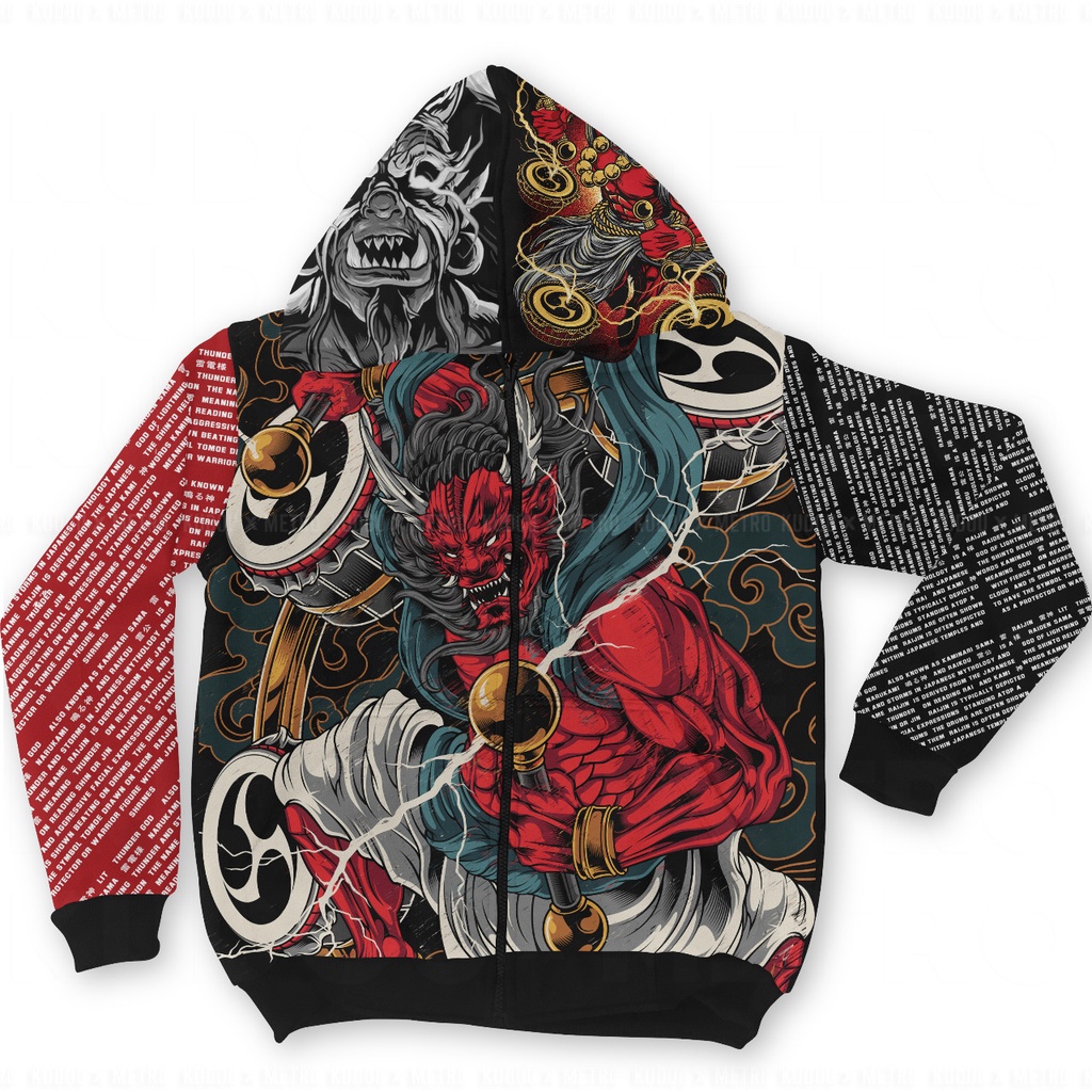 Jaket Adidaspoly Raijin Japanese Myth God Of Thunder Lightning and Storms Fullprint Anime Manga Premium