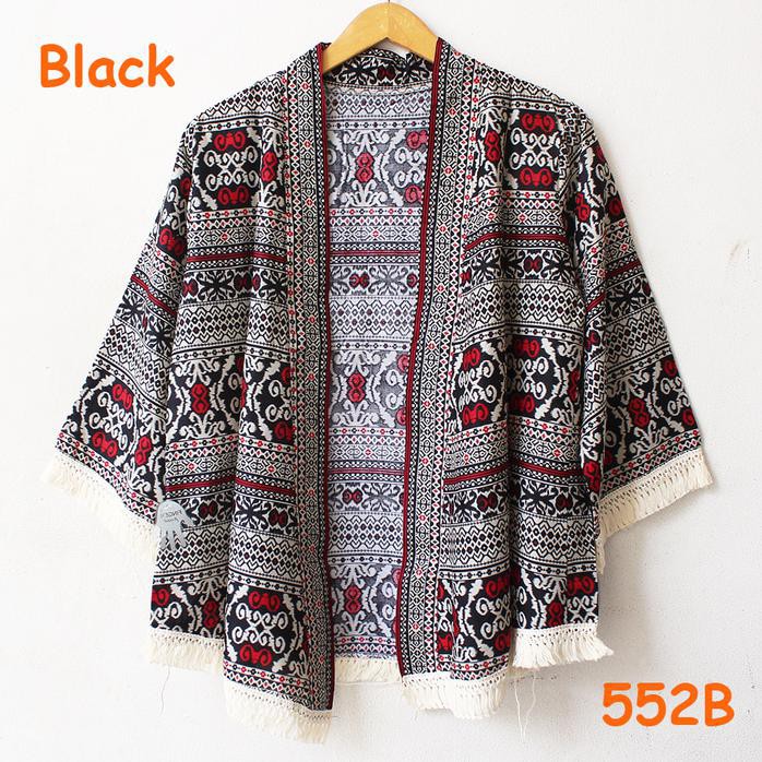 Cardigan Rumbai Batik Etnik Bahan Katun Adem Kimono Ukir Harajuku Best Quality