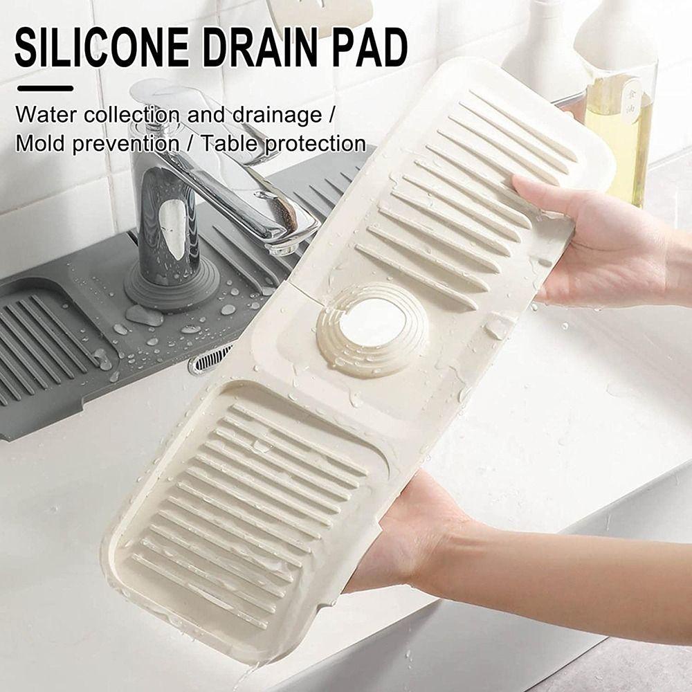 Solighter Faucet Splash Pad Tahan Lama Di Belakang Sink Splash Guard Self Draining Pad Dapur