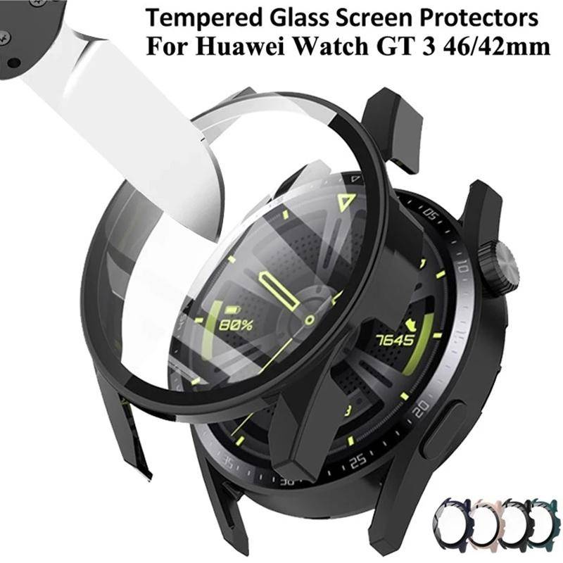 Case Pelindung Bahan Tempered Glass Untuk Huawei Watch GT 3 2 Pro 2e 42 46 MM Smart PC Hard Shel Huawei Watch 3 Pro 46 48mm