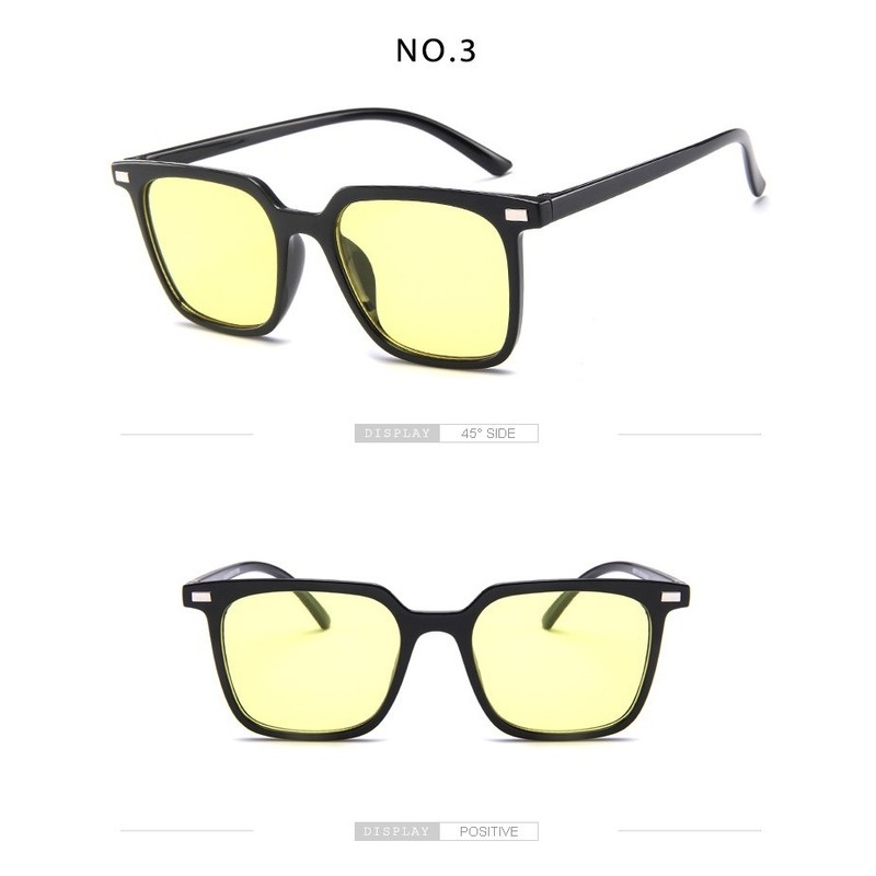 (YUZHU) Bayar di Tempat Korean Design Retro Square Candy Color Kacamata Hitam Wanita/Pria Small Sunglasses