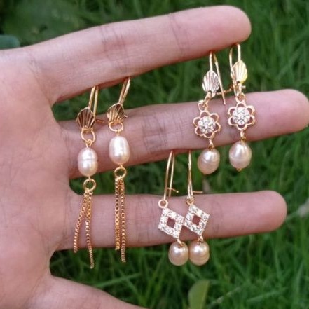 Anting Mutiara Asli Anting Panjang Anting lapis emas Anting Xuping