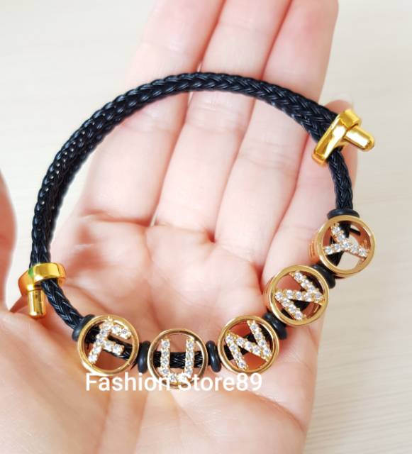 Gelang huruf fashion / gelang abjad / gelang inisial nama lapis emas21