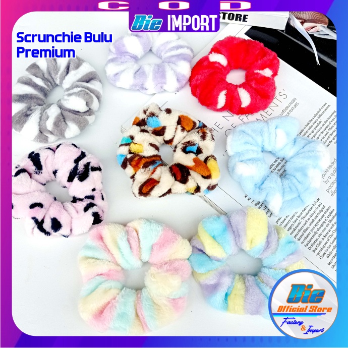 Ikat Rambut Scrunchie Korea Bulu Halus Impor Premium