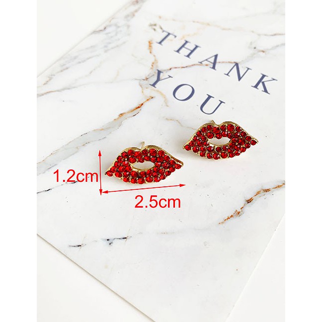 LRC Anting Tusuk Fashion Alloy Diamond Lip Studs F81888