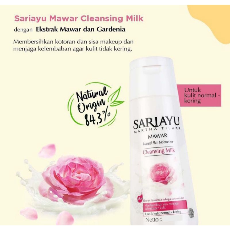 Sariayu Cleansing Milk 150ml Besar Sari ayu Pembersih wajah alami Cleanser muka Sari ayu Martha Tilaar Skincare BPOM