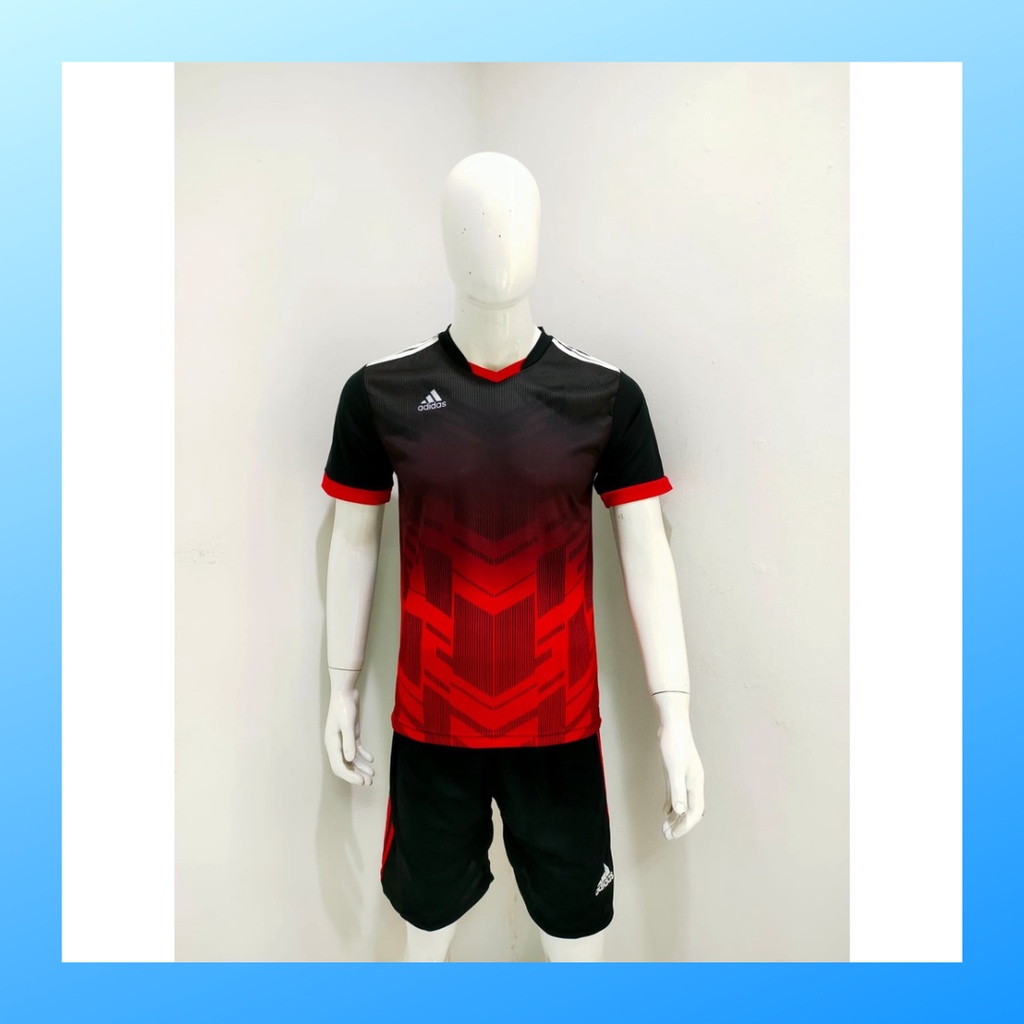 jersey futsal pria kaos sepak bola baju dan celana setelan wanita dewasa t-shirt outfit seragam jarsey kostum olahraga pakaian apparel print sport jersy soccer casual jersi suit AD169 merah