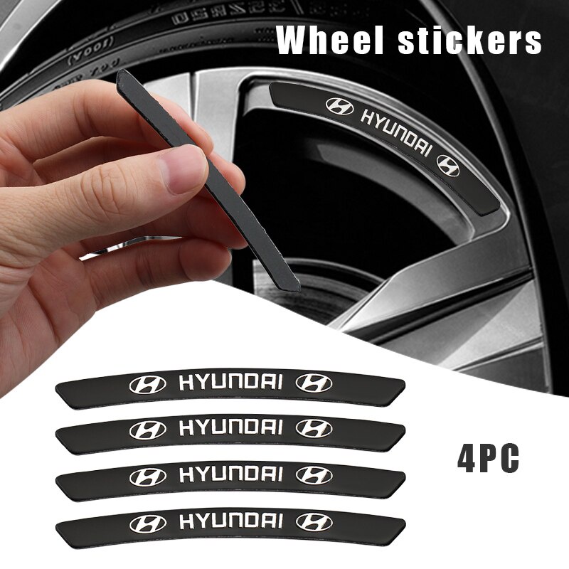 4pcs Stiker Velg Mobil Balap Bahan Aluminum Untuk Hyundai Getz Accent Atoz I20 Avega Trajet H1