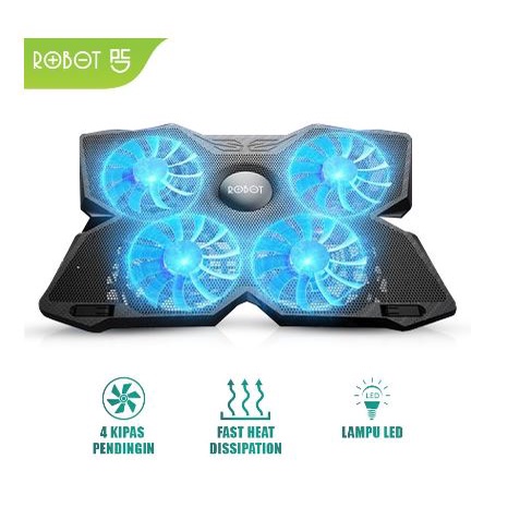 Coolingpad laptop gaming robot mesh metal 4 fan silent led with usb 2.0 hub controll speed rt-lcs02 lcs-02 - cooling pad notebook