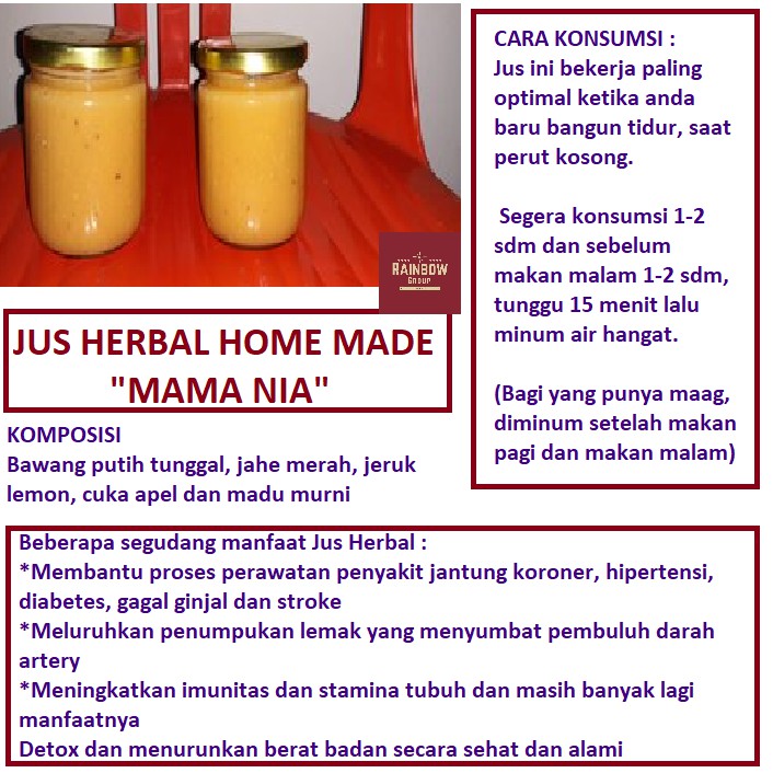 Jus Bawang Putih Tunggal Jahe Merah Lemon Madu Herbal Untuk Jantung Koroner Homemade Indonesia