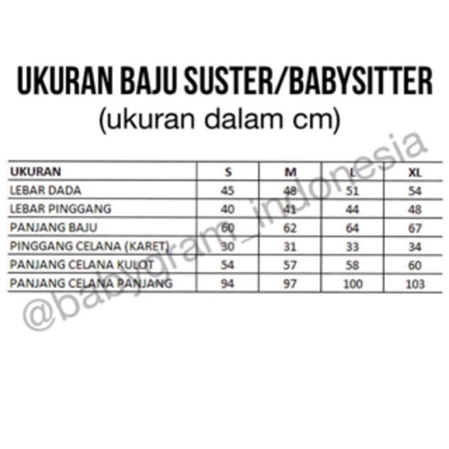 Baju Babysitter / Seragam Babysitter / Seragam Suster Celana Kulot