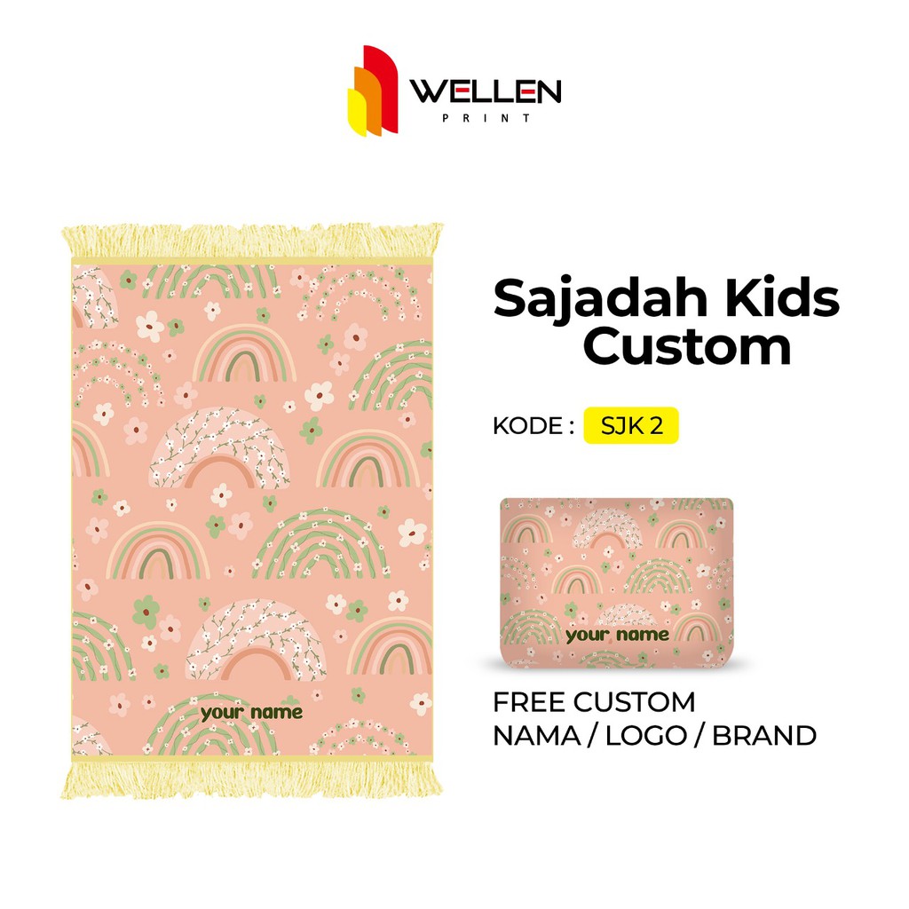 WELLEN PRINT - Sajadah custom print nama / cetak sajadah dan pouch ukuran kecil untuk anak-SJK 2