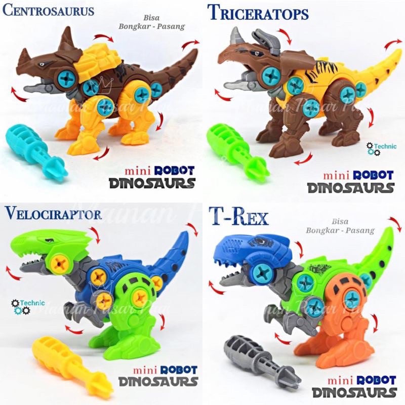 dinosaurus robot DIY fancy / robot dinosaurus rakit / mainan anak murah / mainan edukasi