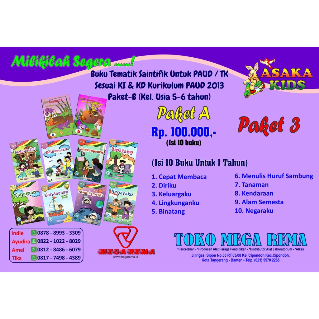 Buku Tematik Paud/Tk (Paket 3.B) k13 Revisi 2021