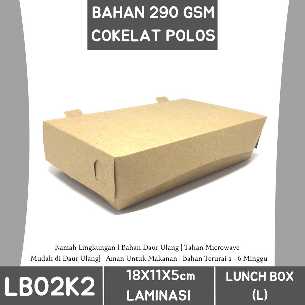 Paper Lunch Box Large Bahan 290 Gsm (LB2K2-18X11X5 Cm)