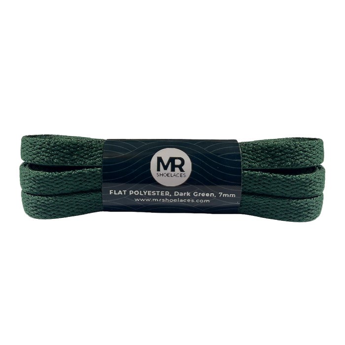 MR Shoelaces FP24 Dark Green Tali Sepatu Pipih Flat 7mm 80cm 90cm 100cm 120cm 130cm 150cm 180cm 200cm  Polyester