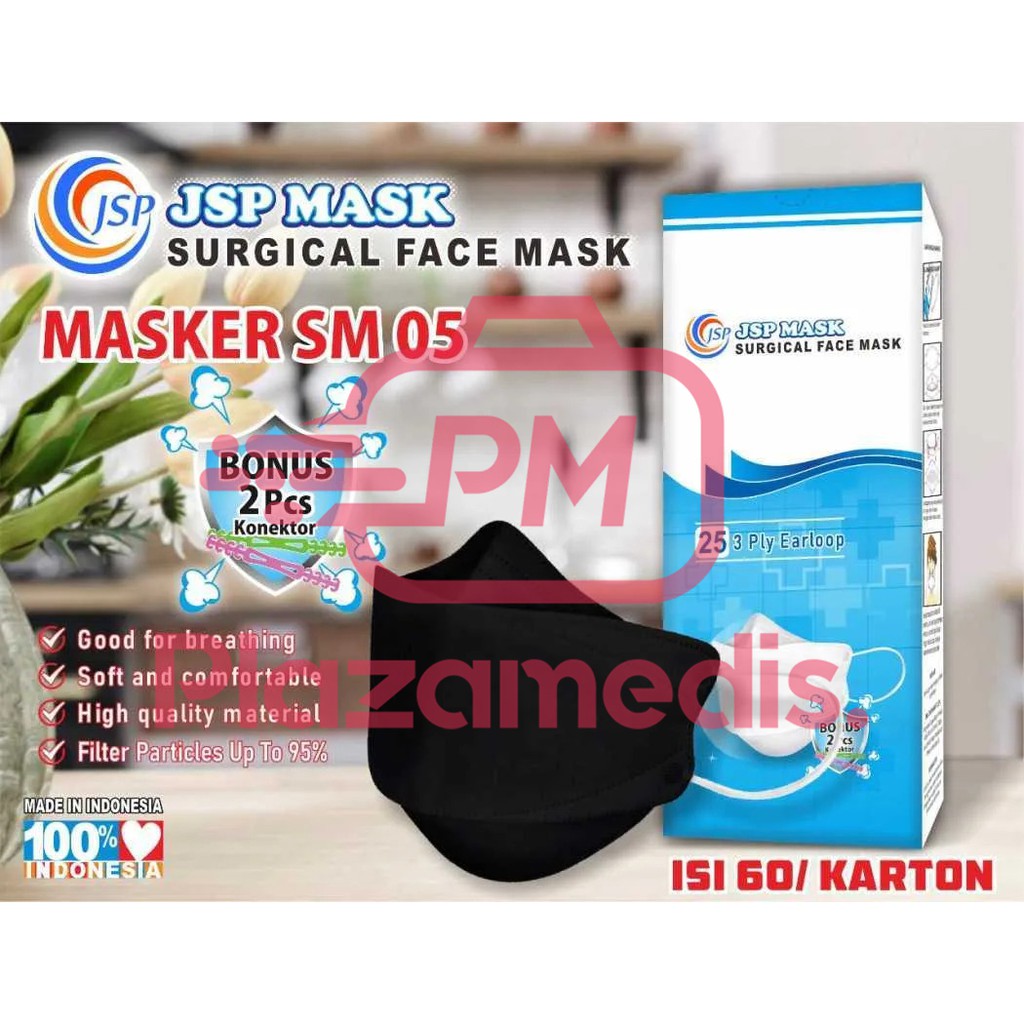 Masker Surgical Face Mask Evo Korea Masker JSP Mask isi 25pcs - HITAM