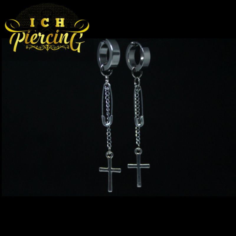 IP-BE ANTING COWOK KOREA GANTUNG TERBARU JEPIT&amp;TINDIK PENITI RANTE SALIB