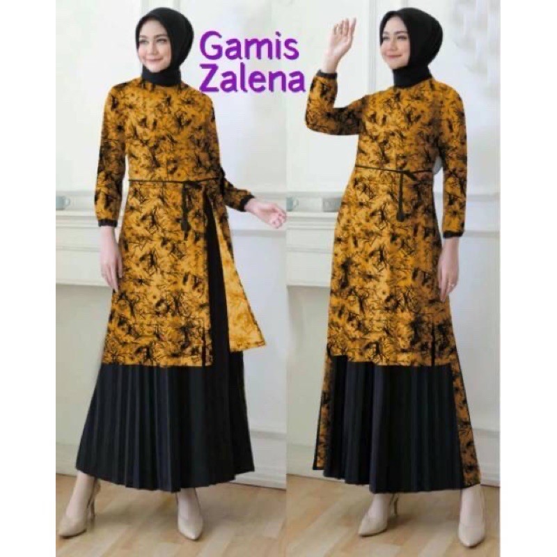 GAMIS MUSLIM PLISKET MOTIP/ SETROK/ FASHION MUSLIM