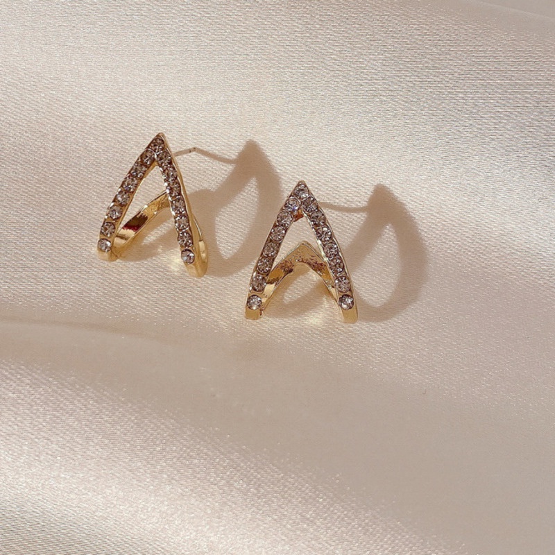 Anting zircon Geometris Gaya Korea