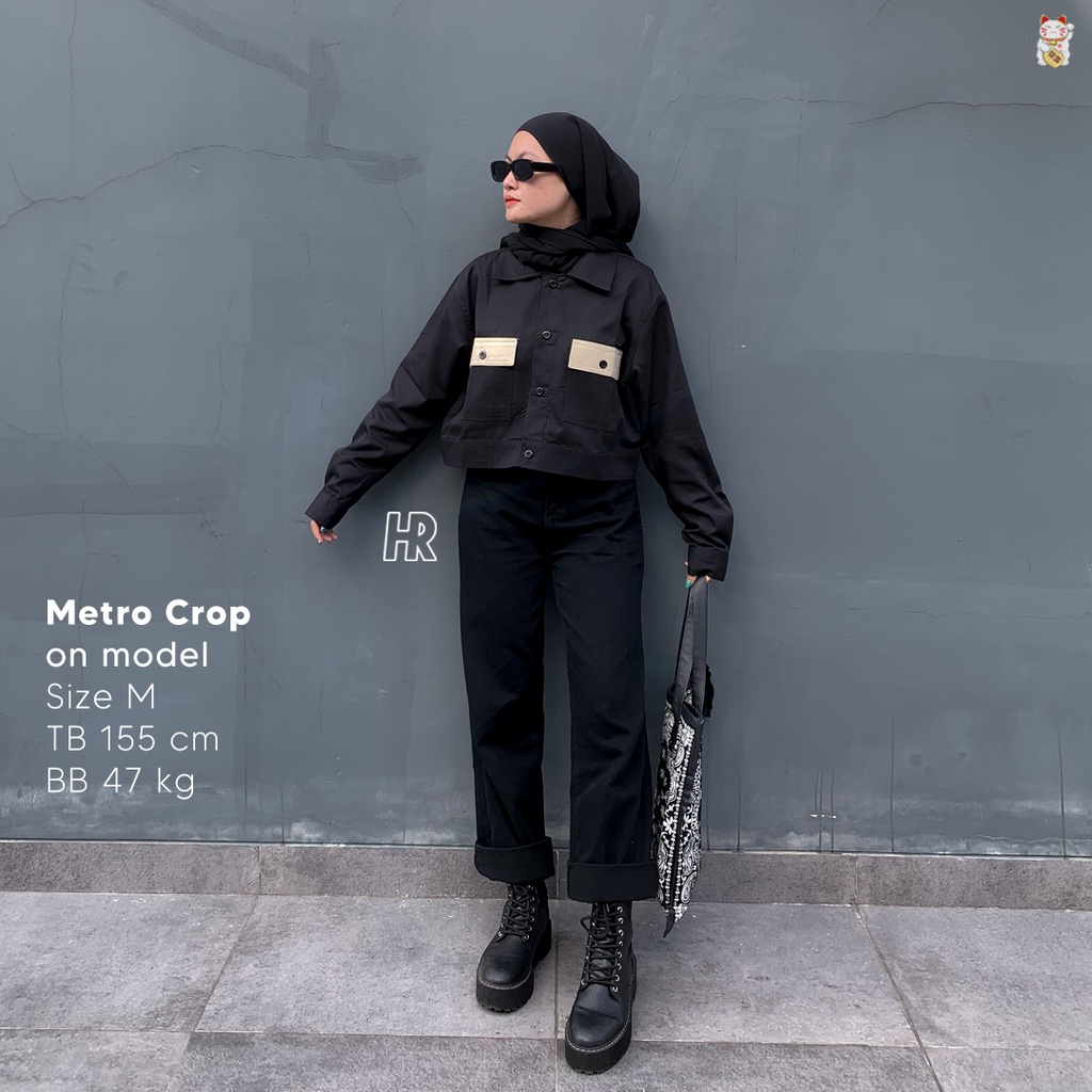 Metro - Jaket Hitam Panjang &amp; Crop - Couple